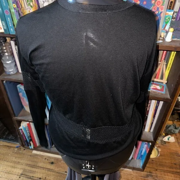 Brandy Melville black mesh midriff S Y2K grunge crop top - Image 2