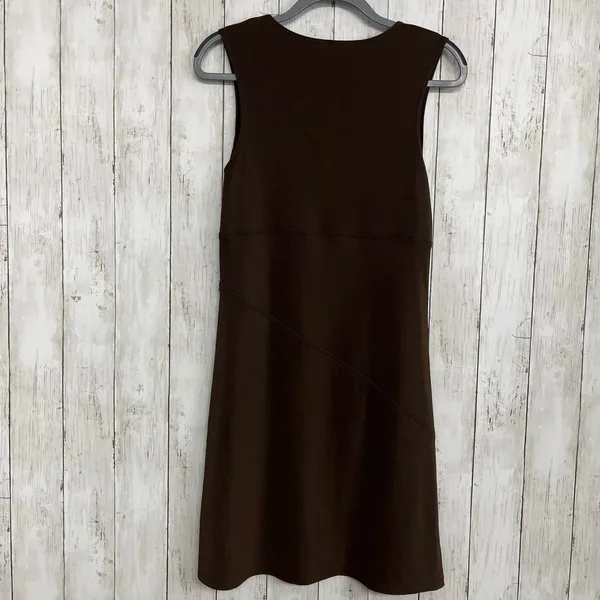 Brown Sleeveless Stretch Lightweight Plain Basic Midi Dress 9/10 Size undefined - Image 2
