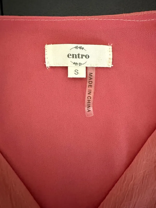 Entro Pink V-Neck Smocked‎ Ruffle Cuff Blouse Size S - Image 5