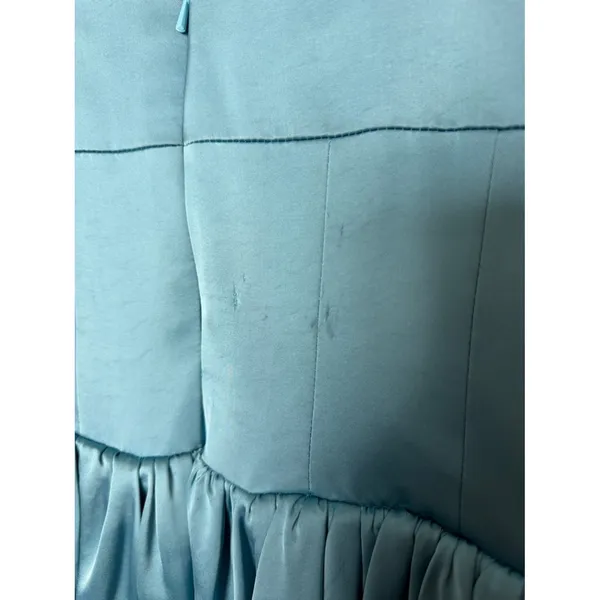 AMUR Teal Blue Satin Strapless Bubble Hem Mini Dress Size 4 NWT - Image 5