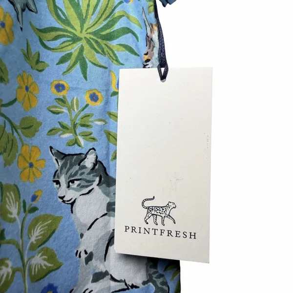 Printfresh Must Love Cats Pajama Set XS Blue Organic Cotton Top & Crop Pants NWT - Image 9