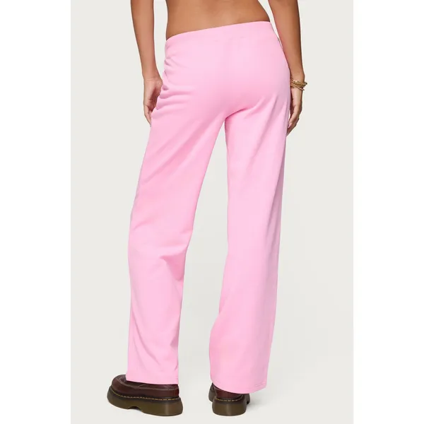 EDIKTED 06 Wide Leg Cotton Blend Drawstring Sweatpants size small Pink - Image 2