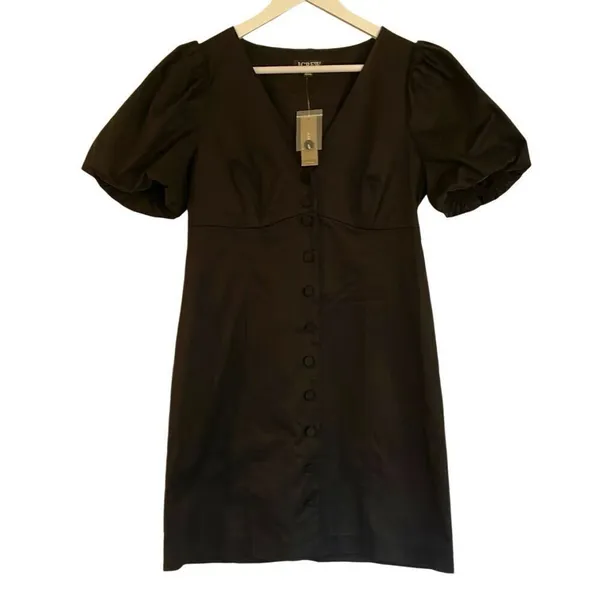 J.Crew NWT black button front puff sleeve dress size 8 - Image 2