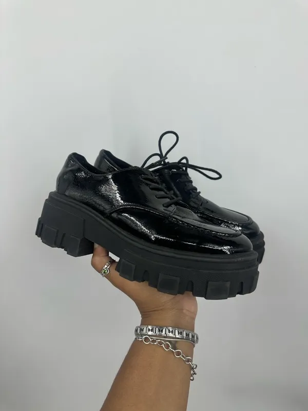 Asos Black Chunky Loafers Size Women's US 6 Grunge Goth Platforms - Image 4