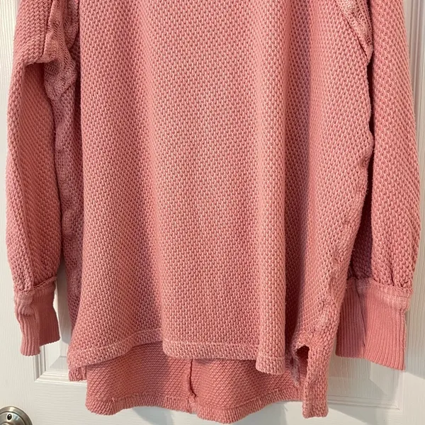 Free People We The Free Oversized Thermal Small Pink Sweater Top She’s a Keeper - Image 8