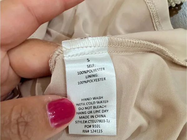 Elodie Mesh Knit Crop Top Beige Shiny Shimmer Overlay Short Sleeve Size S - Image 8