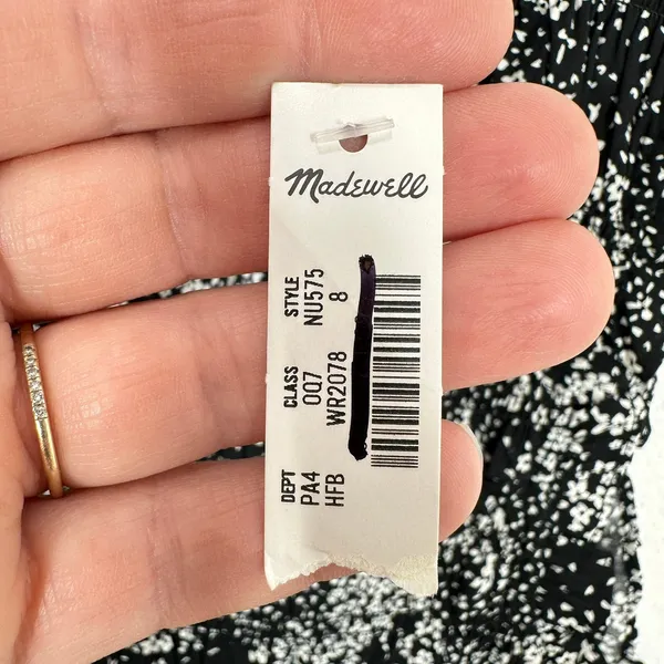 Madewell Women's Black White Floral Sleeveless Ruffle Neck Mini Dress Size 8 NWT - Image 9