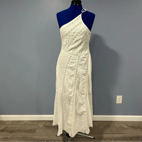 Free People Linen Blend One Shoulder Bella Cottagecore Maxi Dress NWT Size XS - Image 5