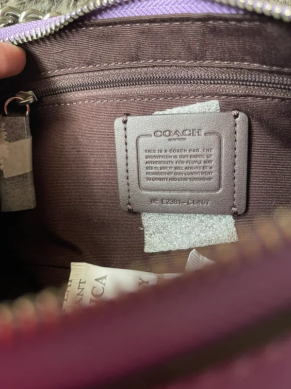 Coach NWT CL407 Charlotte Shoulder Bag Pebble Leather Silver/Iris Color $378 - Image 9