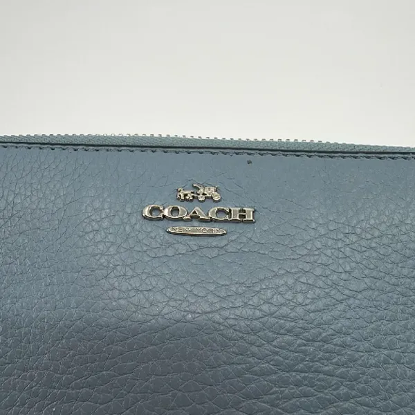 Coach Zip Around Wallet Dusty Blue Pebbled Leather Wallet - Image 2