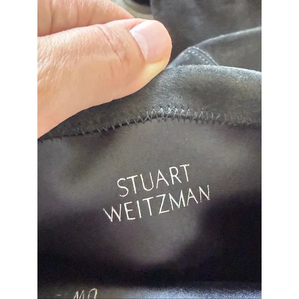 Stuart Weitzman Suede Over The Knee Boots Black Almond Toe Size 6.5 Pull On Styl - Image 7