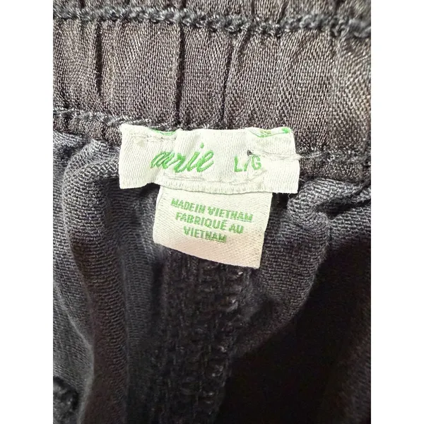 Aerie Black Distressed Denim Shorts Elastic Back Waist Frayed Hem Medium E18 - Image 4