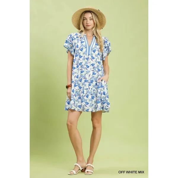 Umgee Floral Flutter Sleeve Tiered Dress‎ - Large - Image 5