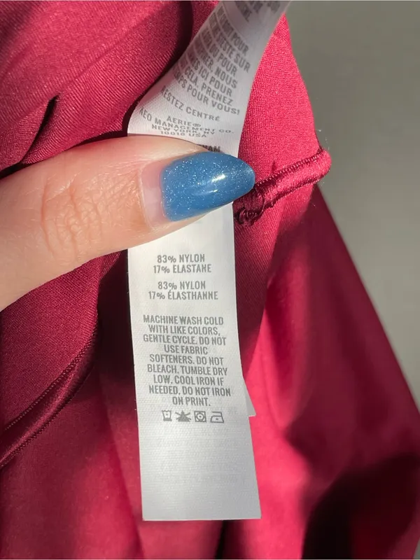 New Aerie Offline Real Me Xtra Fold Over Leggings Size XS Deep Cherry Stretchy - Image 9