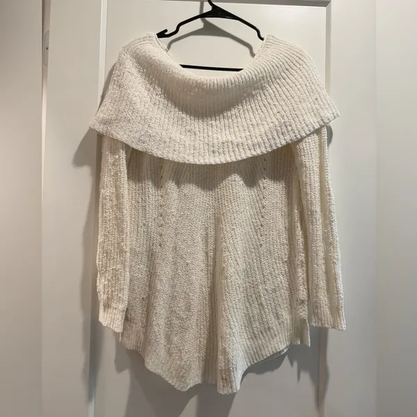 Anthropologie‎ Moth Lucerne Off-the-Shoulder Sweater Cream White Size M - Image 2