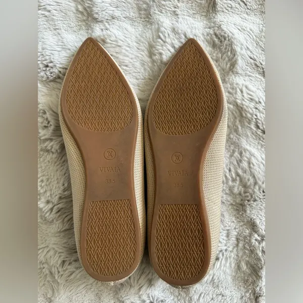 VIVAIA Beige Knit Pointed Toe Flats Sustainable Comfort Shoes EU 38.5 - Image 6