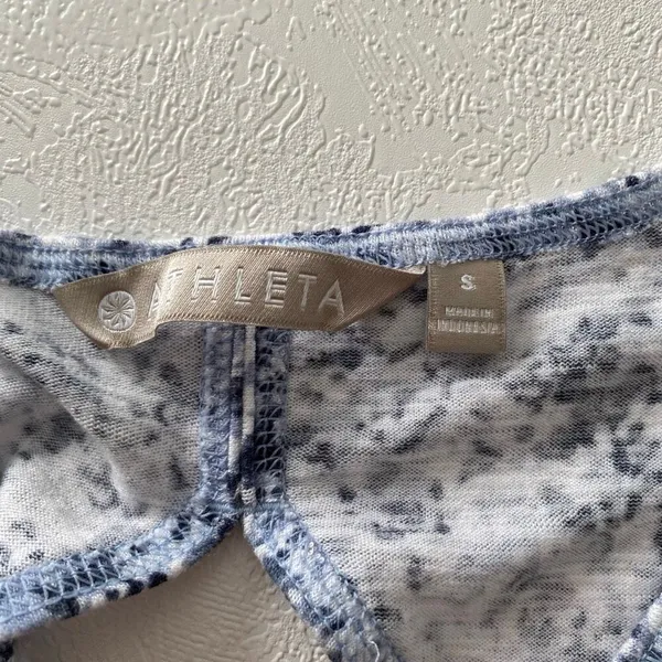 Athleta Blue White Speckle Print Racerback Tank Top | Size Small - Image 3