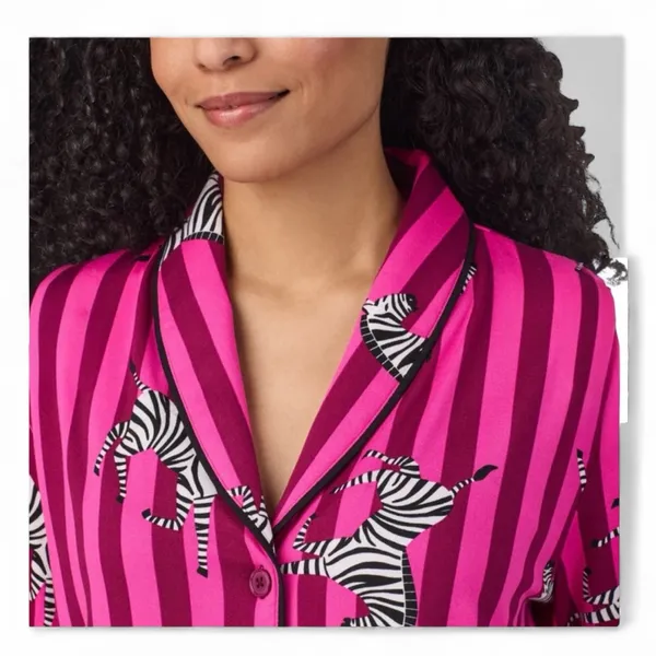NWT Room Service Women's Shawl Collar Pajama Set Pink L - Image 6