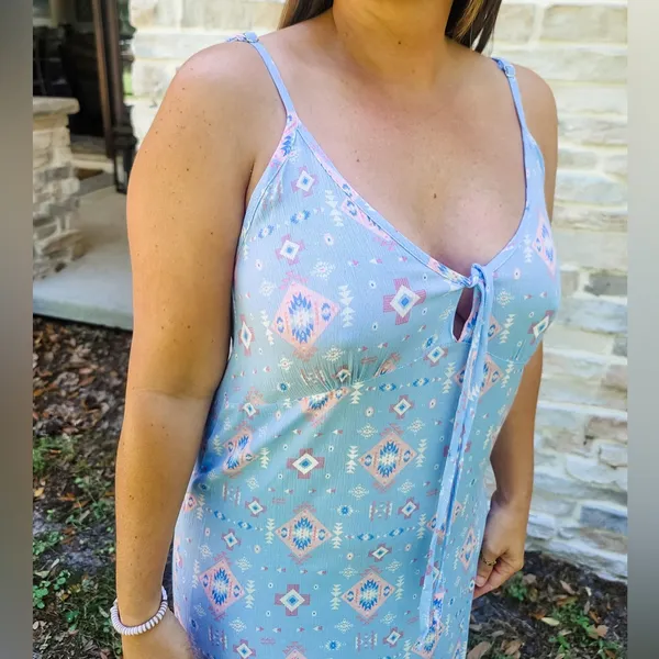 NWT Simply Southern Aztec Print Maxi Dress Blue Pink Size XXL - Image 5