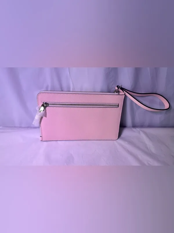 kate spade Pink Saffiano Wristlet Pouch with Gold Logo - Image 3