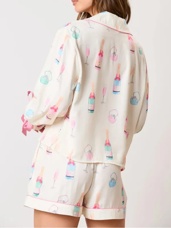 Peach Love California Champagne Print Pajama Set - Image 2
