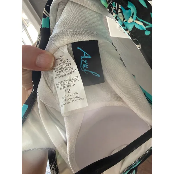Azul Y2k Floral Paisley Tankini Swimsuit Set Teal Black‎ Skirted 12 Resort - Image 6