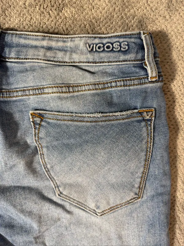 VIGOSS Thompson Tomboy Jeans Sz 31 Light Wash Slim Straight Leg Mid Rise Stretch - Image 8