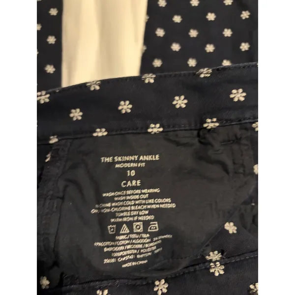Ann Taylor Navy Blue Embroidered Daisy Skinny Ankle Modern‎ Fit Pants Womens 10 - Image 7