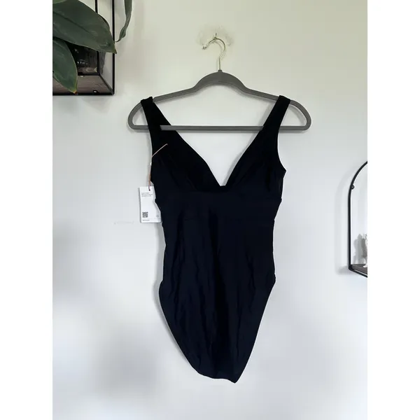 NWT Quince Black Italian Plunge One-Piece Swimsuit Size XS - Image 4