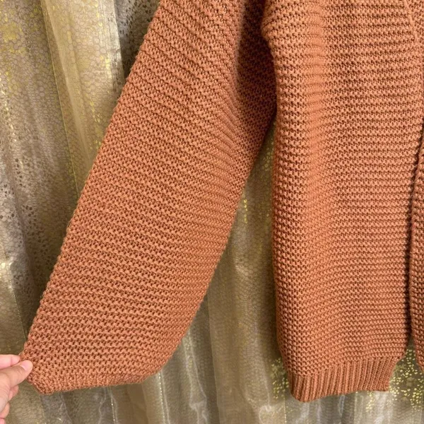 Brave Soul London Burnt Orange Knit Oversized Chunky Cardigan Sweater L/16 - Image 5