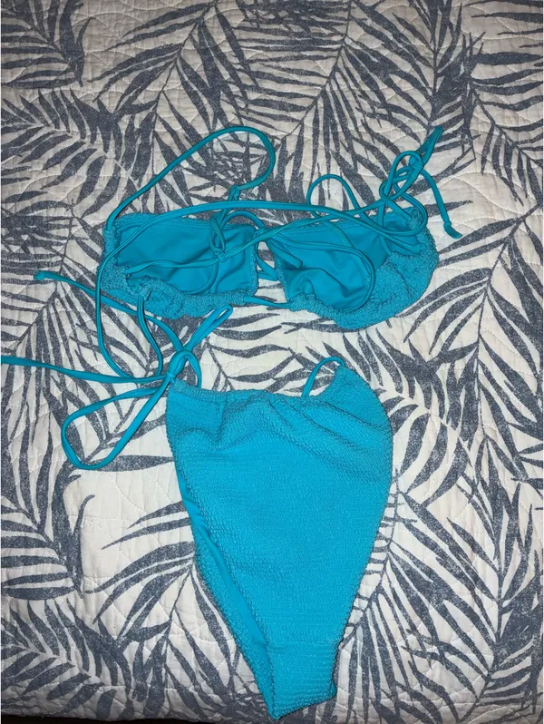 LA Hearts PacSun Scrunch Bikini Set Blue - Image 4