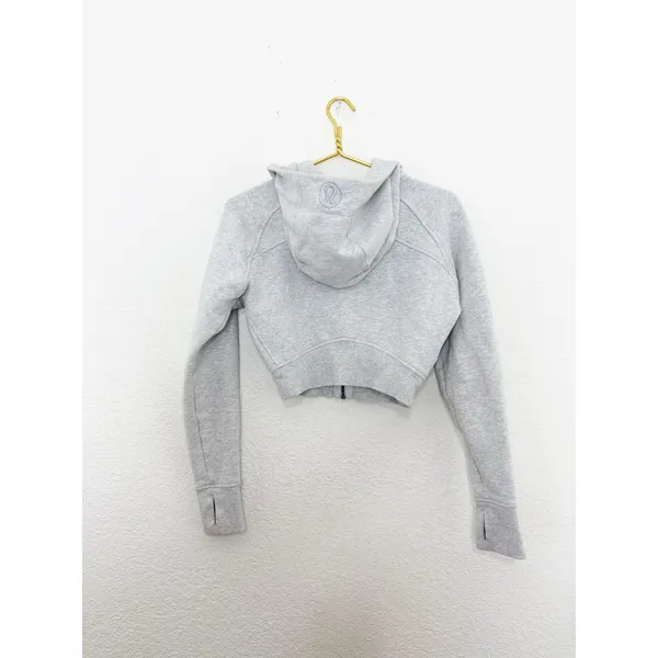 Lululemon Scuba Full-Zip Cropped Hoodie Gray Athletic Workout - Image 12