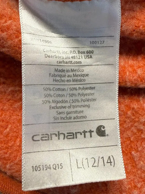 Carhartt Relaxed Fit Midweight Logo Graphic Sweatshirt Women Large Orange Hoodie - Image 12