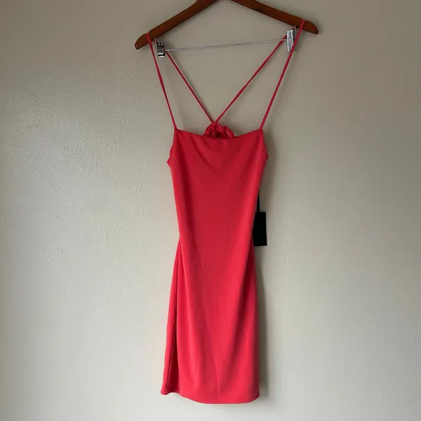 H:ours Coral Mini Dress Size Small - Image 5