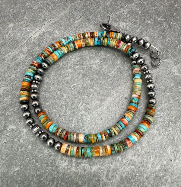 Handmade 16” Navajo Style Sterling Silver Pearls Necklace - Image 2