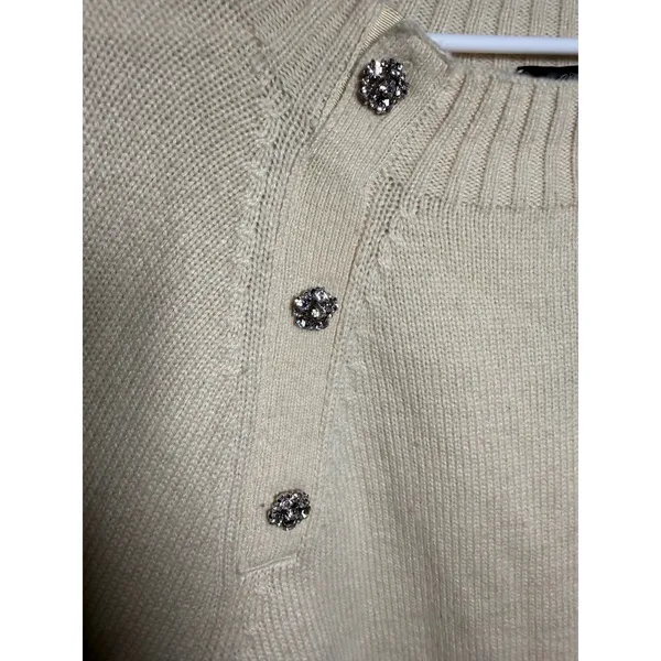 J.Crew Wool Blend Sweater NWT Size 2X Rhinestone Buttons Preppy Quiet‎ Luxury - Image 4