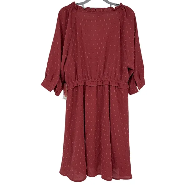NWT Arula Size X 10/12 Terracotta Swiss Dot Smocked Mini Dress Cottage Fall - Image 2