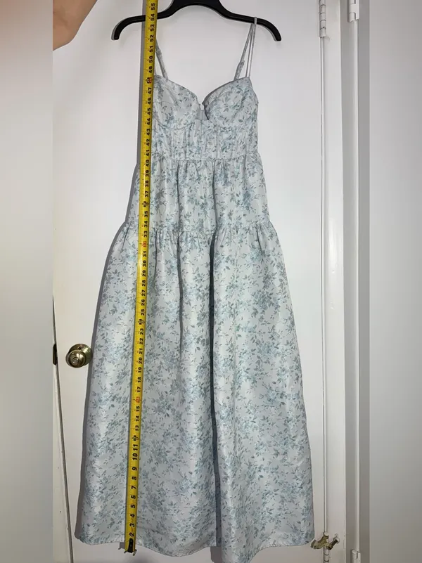 Maison Amory Sky Blue Floral Strapless Sweetheart The Windsor Maxi Dress - Image 10