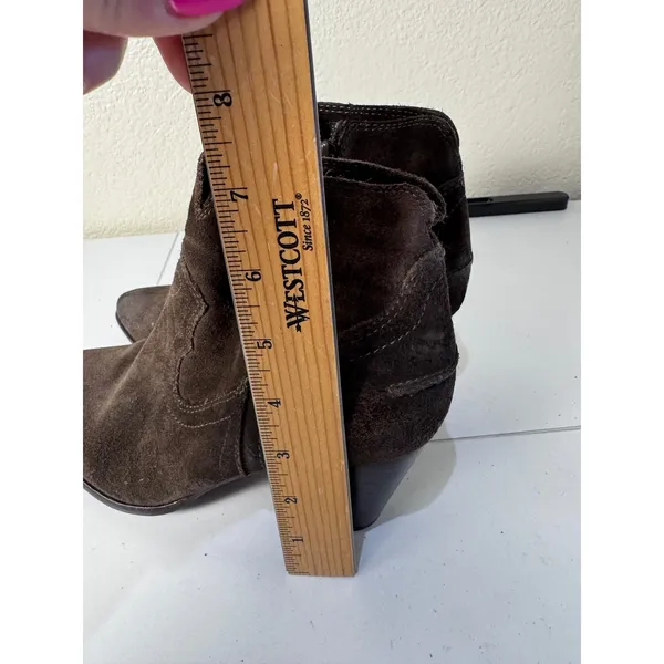 Frye Suede Ankle Boots Women 8 Brown Western Block Heel Minimalist Boho‎ - Image 5