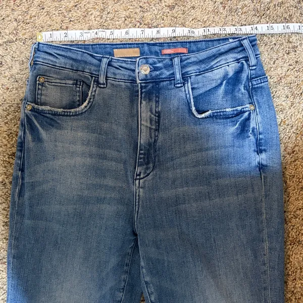 Pilcro Anthropologie The Icon High Waist Distressed Denim Flare Jeans Size 28 - Image 14