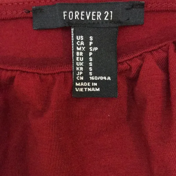 Forever 21 Ruffled Red Crop Top Square Neck - Image 3