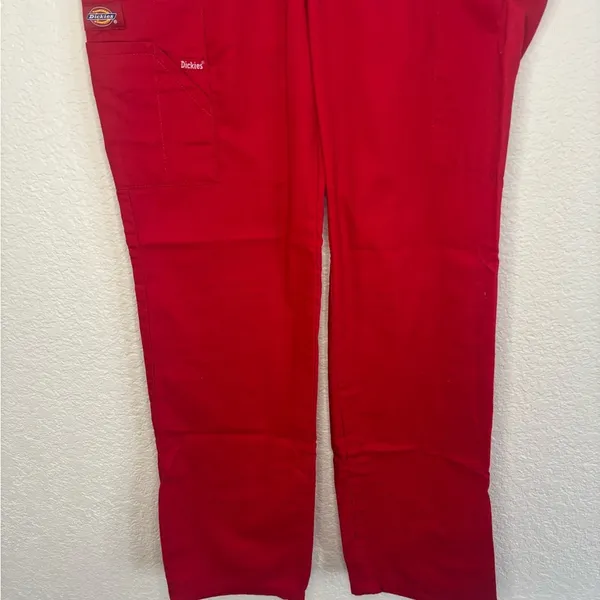 Dickies Medical Scrub Pants XXS Red Elastic Waist Cargo‎ Utility Trousers 86106 - Image 4