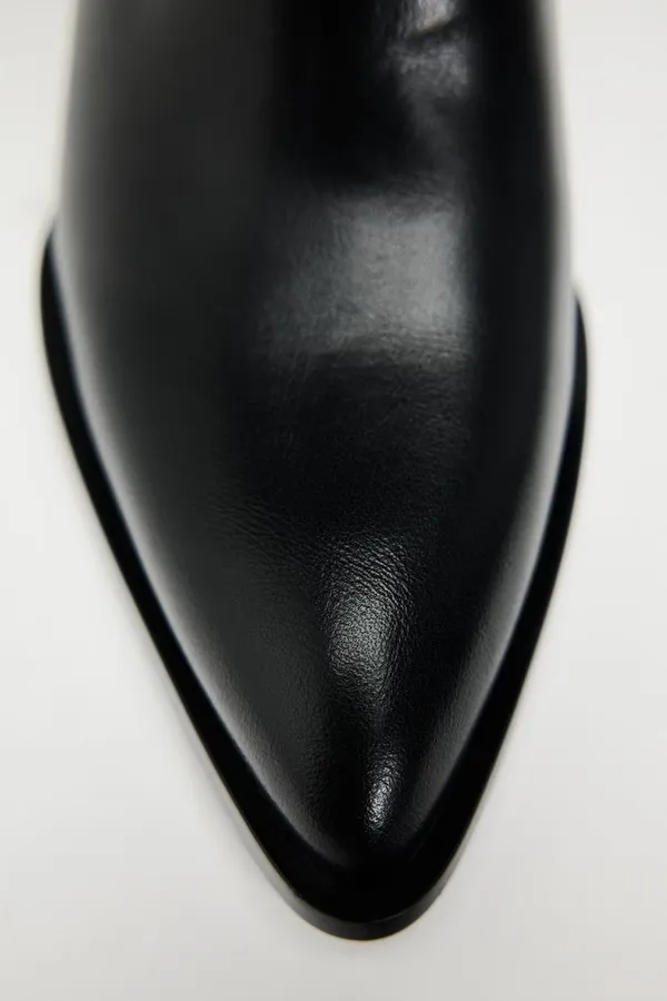 Zara Black faux Leather style Western cowboy ankle heeled Boots - Image 3