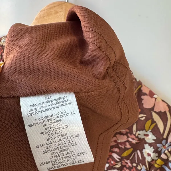 BTFL LIFE Brown Floral Asymmetrical Ruffled Dress‎ Size Large - Image 7