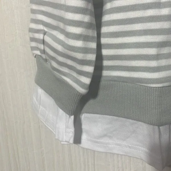 Cali Be Gray New Sweatshirt Striped Layered Oversized Medium - Image 3