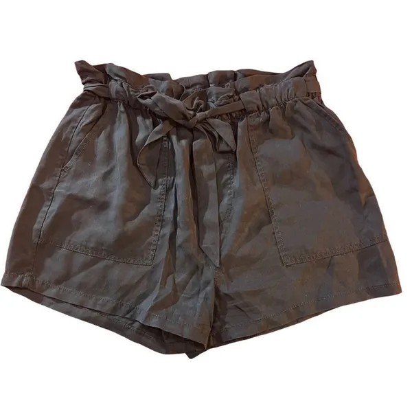 Garage Paperbag Waist Tie Belt Shorts Women's Size Medium Navy Blue High Rise‎ - Image 2