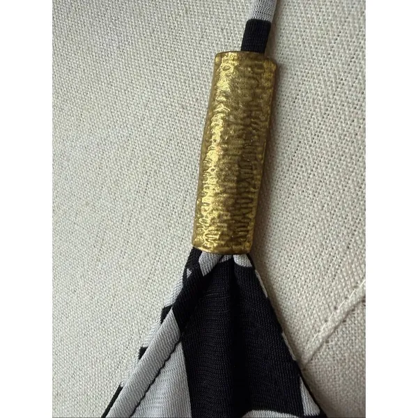 Vintage 90s Y2K Silvergate Black White Psychedelic Check Stretchy Column Indie S - Image 6