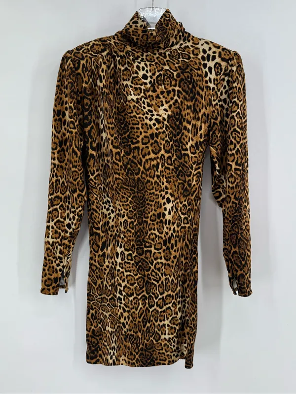 Ronny Kobo High-Neck Leopard Print Keyhole Back ‘Adina’ Dress - Image 3
