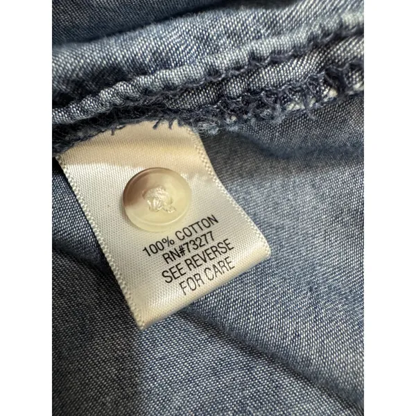 Croft & Barrow 100% Cotton Shirt Plus 1X Blue Denim Button‎ Down Long Sleeve - Image 8