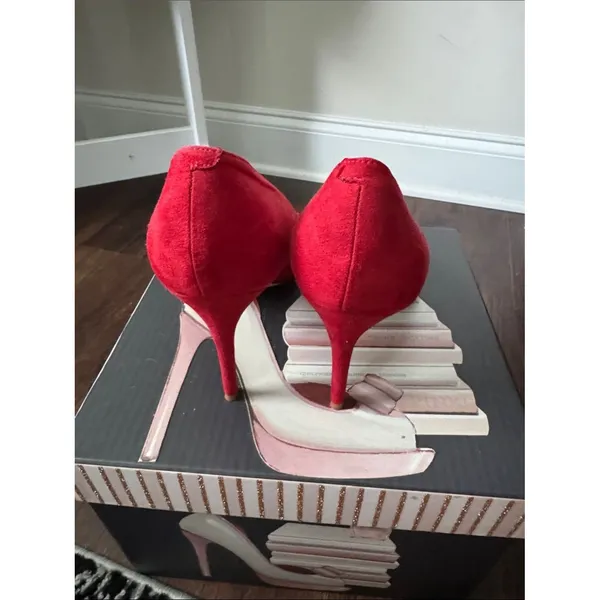 Marc Fisher Red Suede Pointed Toe Pumps - Image 3